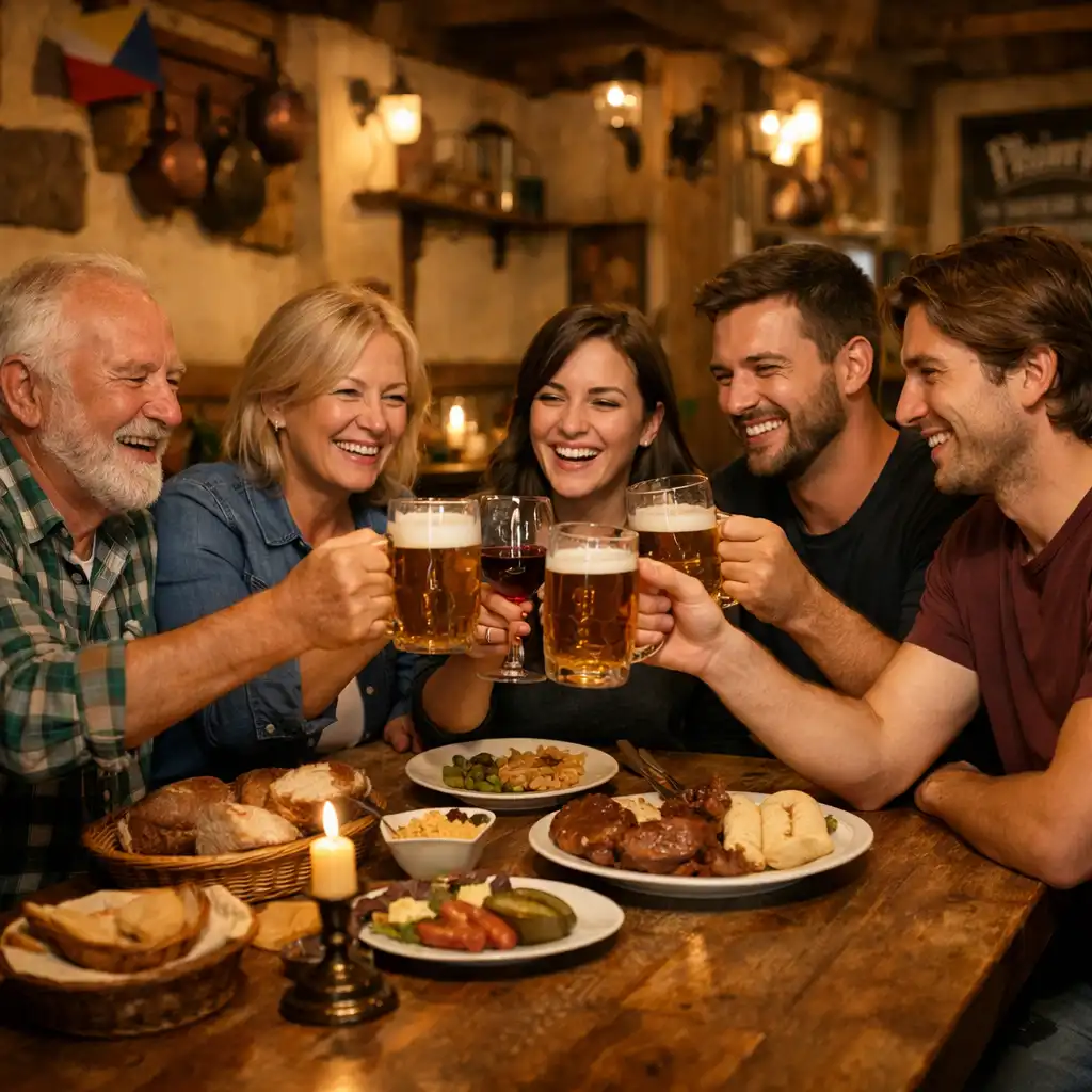 Spokojení hosté při soukromé oslavě v České Komunitě